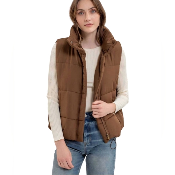 Blu Pepper Jackets & Blazers - Brown Puffer Vest